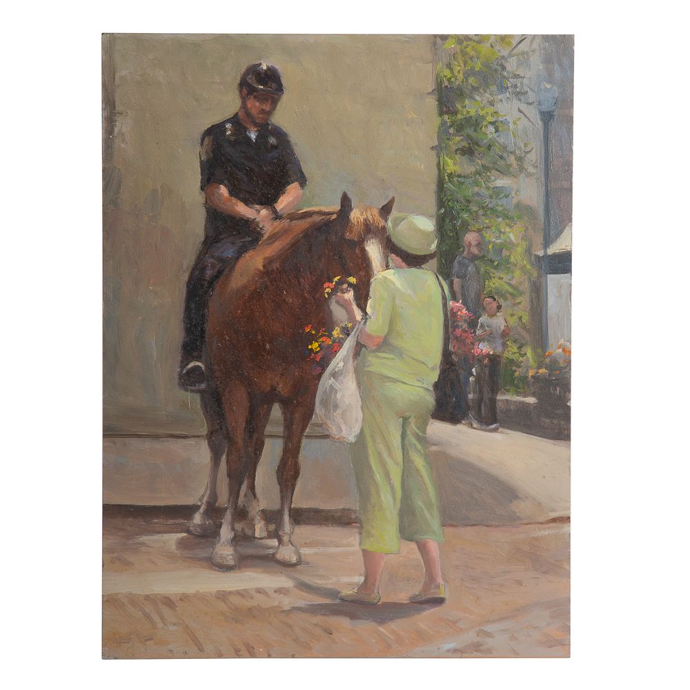 Appraisal: Nathaniel K Gibbs Horse Patrol oil American - Oil on