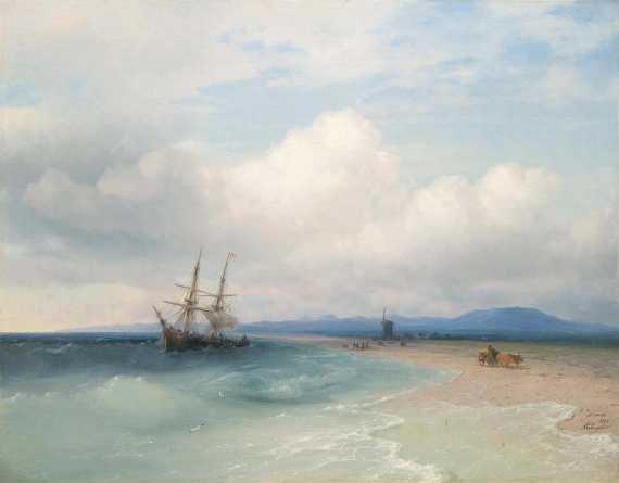 Appraisal: AIVAZOVSKY IVAN KONSTANTINOVICH Feodosija Sailing ship on the coast Oil