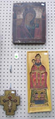 Appraisal: A group of religious icons including one Russian on board