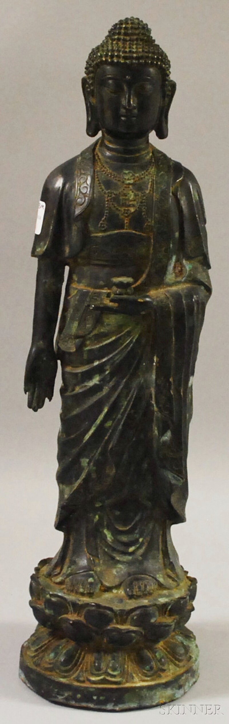 Appraisal: Asian Patinated Bronze Standing Buddha Figure ht in