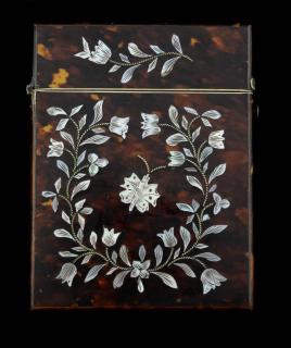 Appraisal: Tortoiseshell and mother of pearl inlaid card case x cm