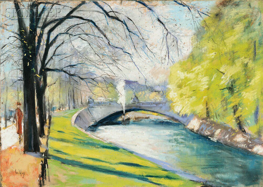 Appraisal: Lesser Ury German - Park Promenade with Bridge Signed L