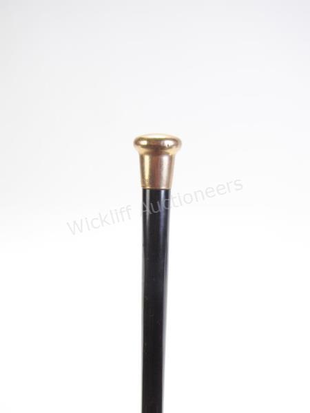 Appraisal: Gold Handled Doctor's Cane solid ebony shaft gold monogrammed handle