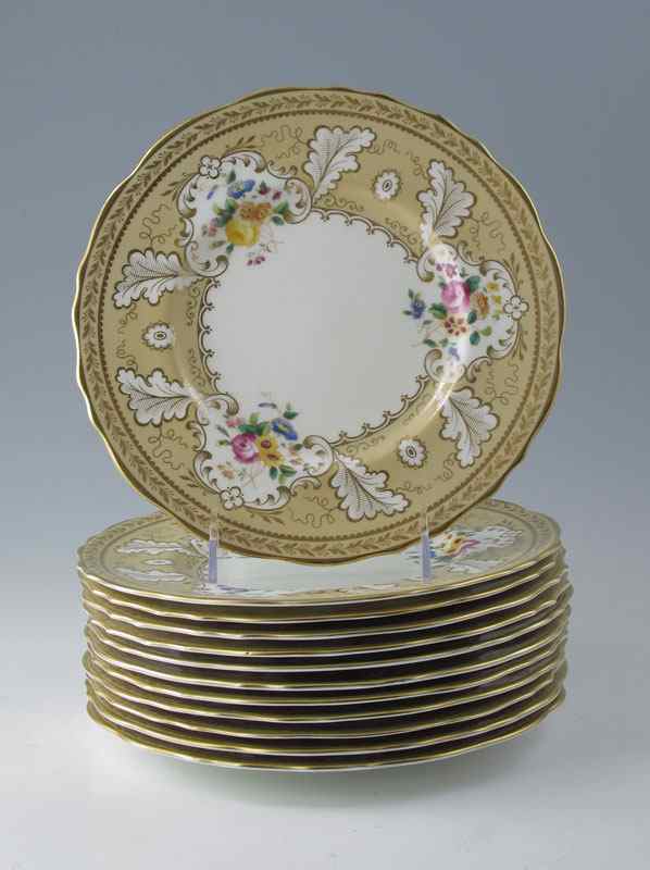 Appraisal: CAULDON PLATES FOR TIFFANY CO Floral motif with gilt decoration