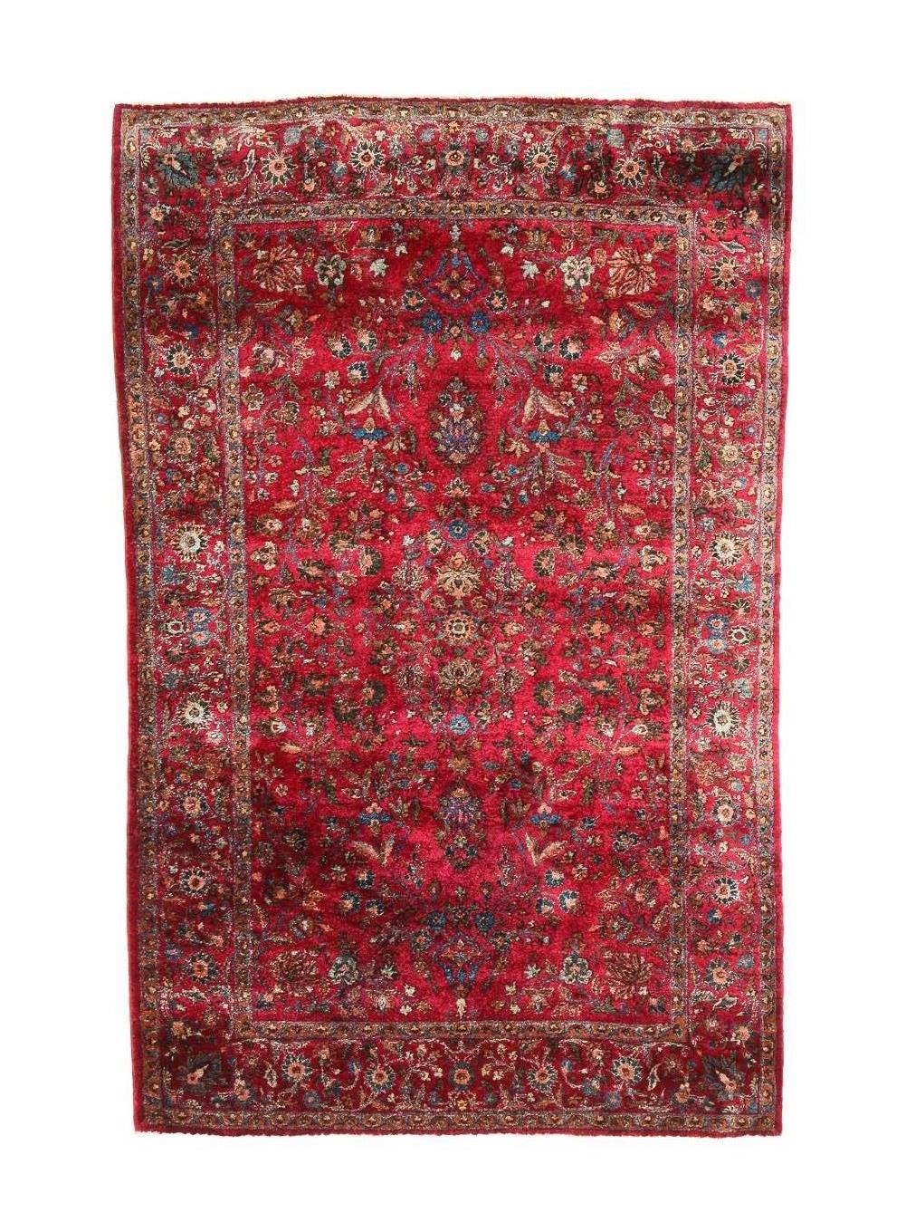 Appraisal: PERSIAN SILK KASHAN RUG First quarter- th century Finely knotted