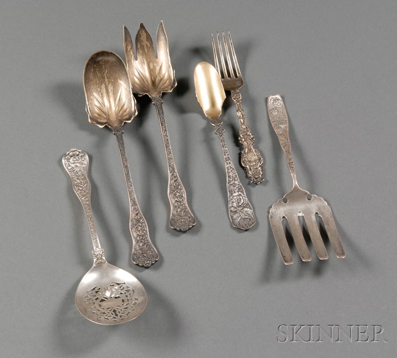 Appraisal: Five Sterling Flatware Serving Pieces late th early th century