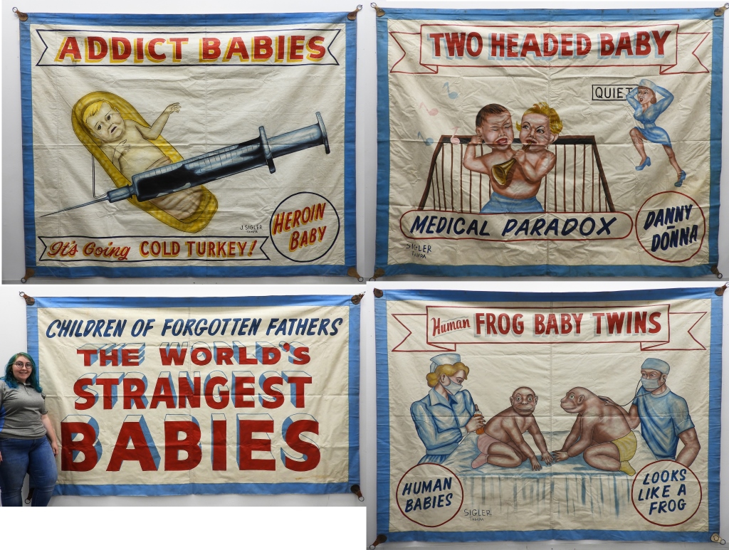 Appraisal: PC JACK SIGLER CIRCUS SIDESHOW BANNERS Florida th CenturyIncludes Children