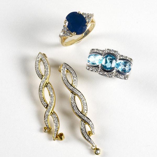 Appraisal: CONTEMPORARY GEM-SET GOLD JEWELRY Blue sapphire cts and diamond ct