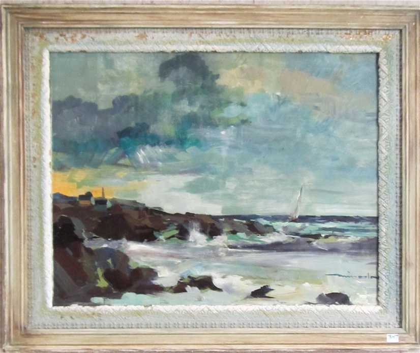 Appraisal: MARCO MUROLO OIL ON BOARD Oregon Italy th century Seascape