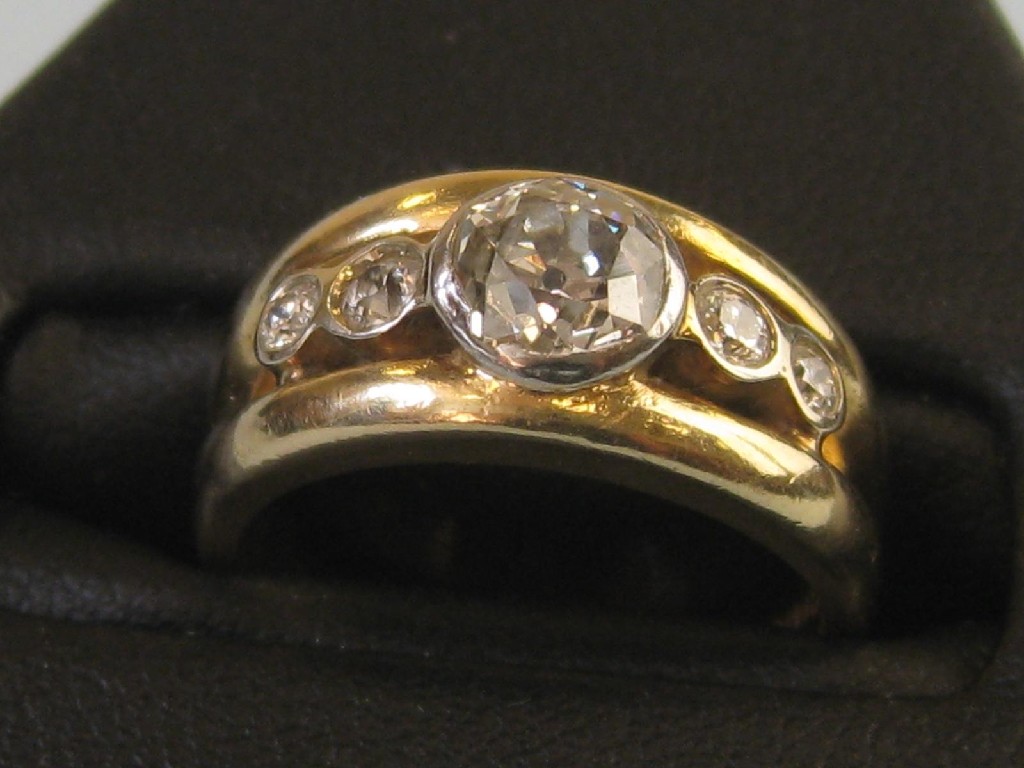 Appraisal: A Continental Diamond five stone Ring the central old-cut stone