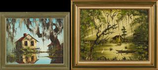 Appraisal: DeLoo New Orleans Swamp Cabin c oil on board signed