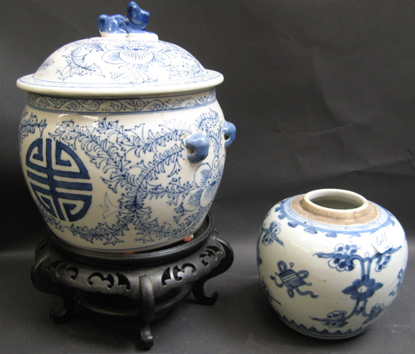 Appraisal: COLLECTION OF SEVEN CHINESE BLUE AND WHITE PORCELAINS melon jar