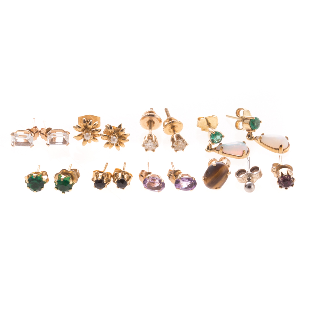 Appraisal: A Collection of Lady's Stud Earrings Seven pair of stud