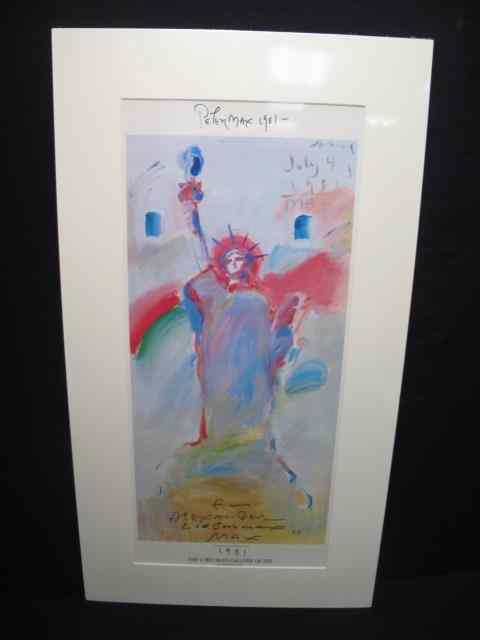 Appraisal: Peter max signed poster print Titled ''Liberty version '' Hand