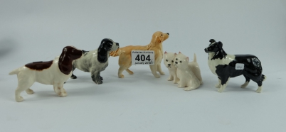 Appraisal: Beswick Dogs Sheepdog Golden Retriever Cocker Spaniel in red white