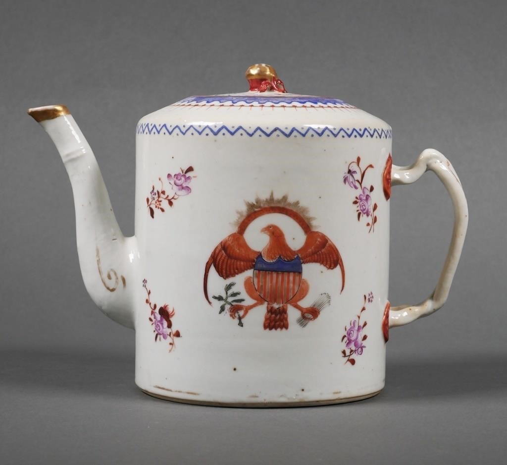 Appraisal: Qing Dynasty Chinese export porcelain armorial teapot Hand painted American