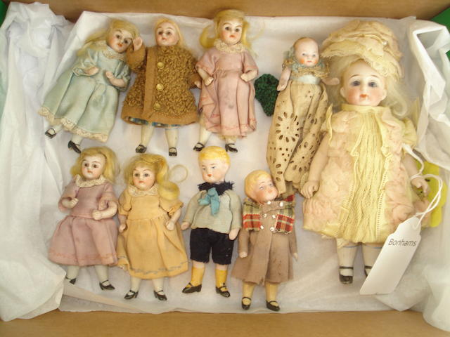 Appraisal: Collection of miniature all-bisque dolls Including five with glass eyes