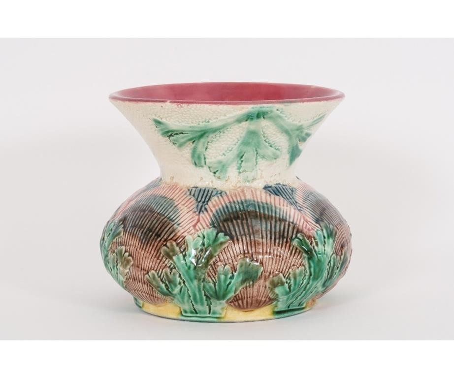 Appraisal: Majolica Etruscan shell and seaweed spittoon h x dia Condition