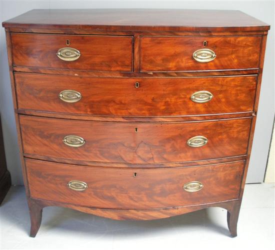 Appraisal: th century mahogany bow fronted chest of two short and