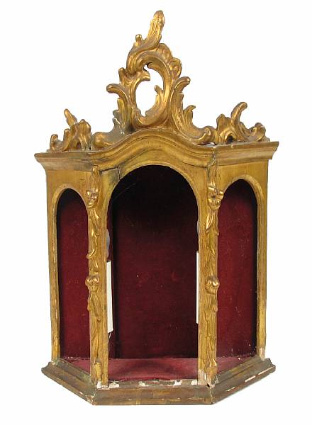 Appraisal: An Italian Baroque carved giltwood reliquary height in width in