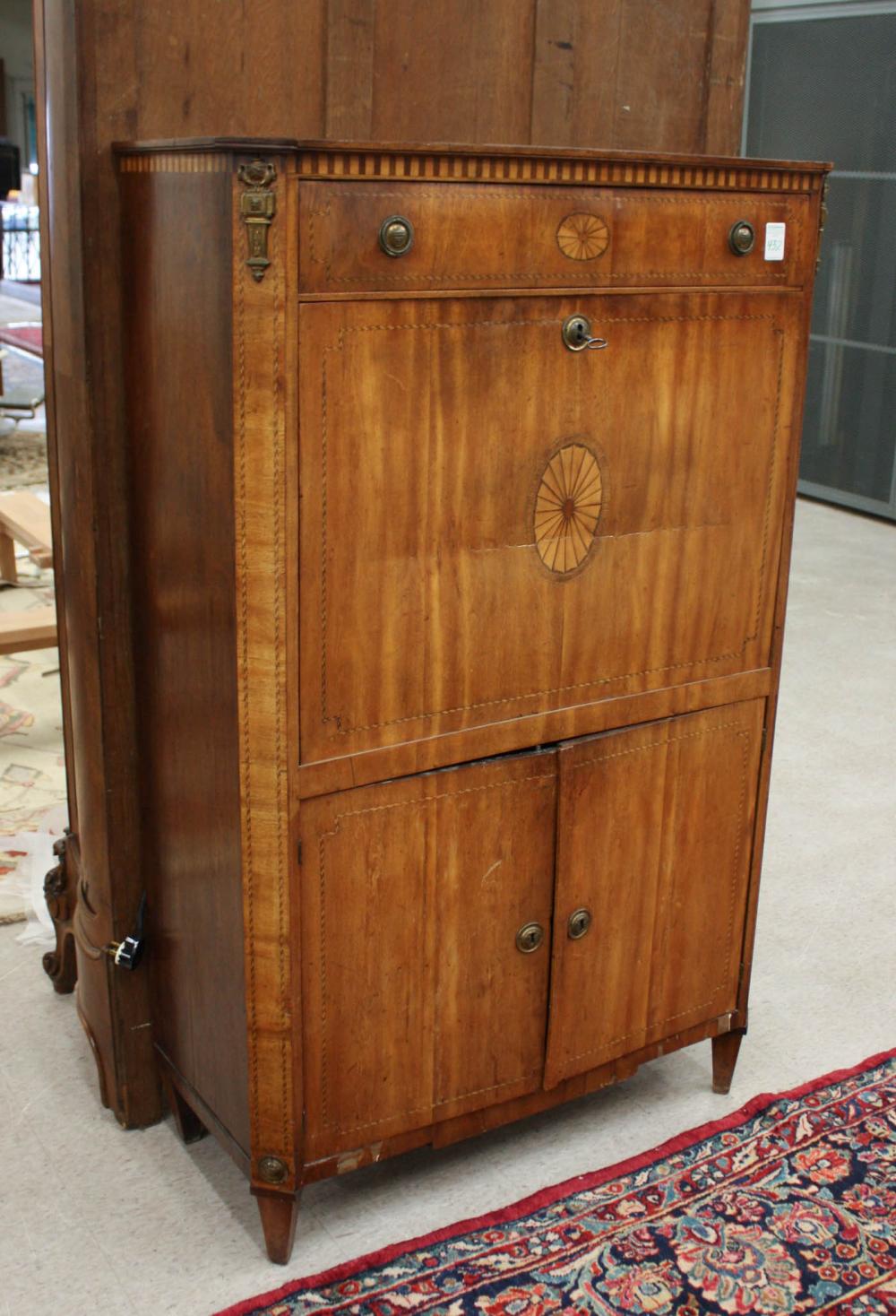 Appraisal: LOUIS XVI STYLE DROP-FRONT SECRETAIRE A ABATTANT Dutch th th