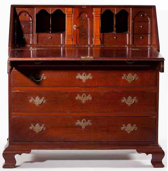 Appraisal: American Chippendale Slant Front Deskcirca mid-Atlantic region mahogany with poplar