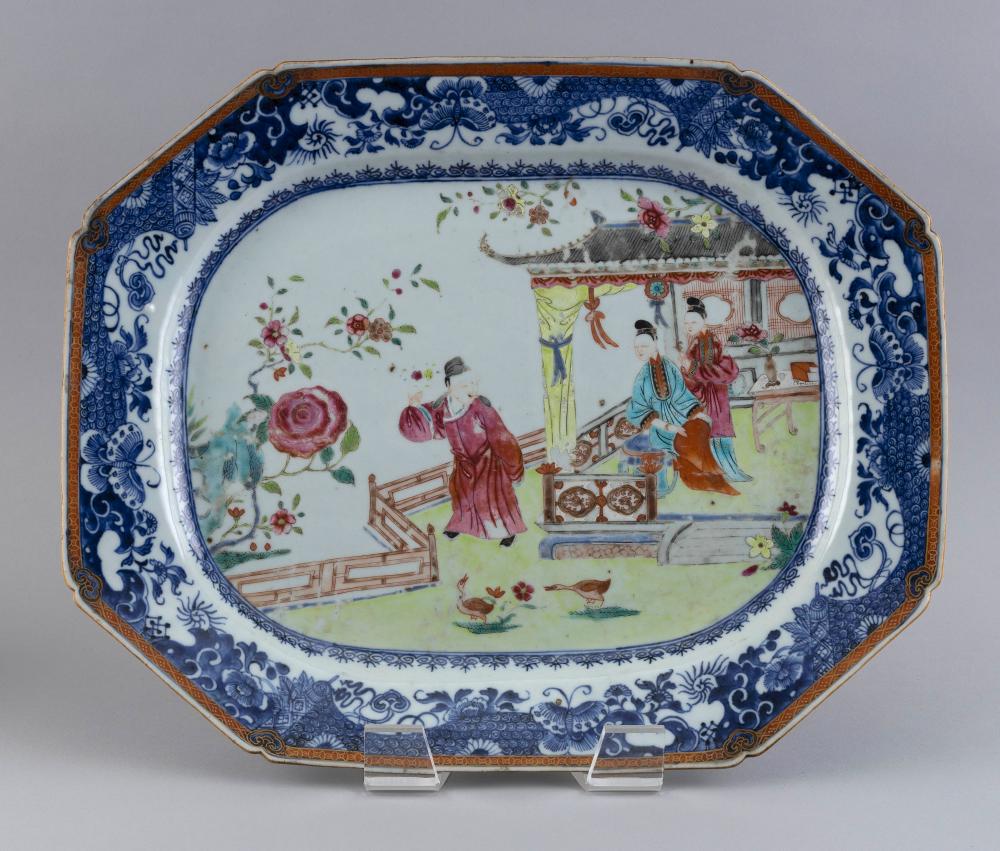 Appraisal: CHINESE EXPORT FAMILLE ROSE AND UNDERGLAZE BLUE PORCELAIN PLATTER LAST