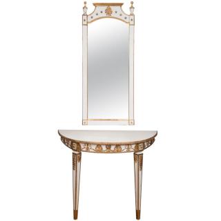 Appraisal: Neoclassical or Empire Style mirror and console table white and