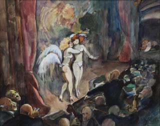 Appraisal: PAILHES Fred Watercolor Burlesque c REISMAN Philip Oil on Board