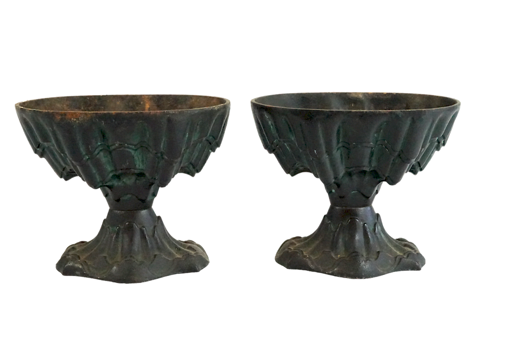 Appraisal: Pair of Cast Iron Bronze Planters Lot Pair of Cast