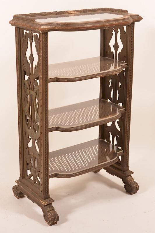 Appraisal: Continental th C Pierced Carved Shelf Unit Continental th Century