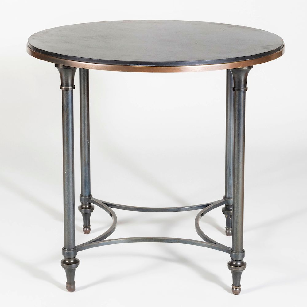 Appraisal: Modern French Gun Barrel Metal and Patina Brass Table with