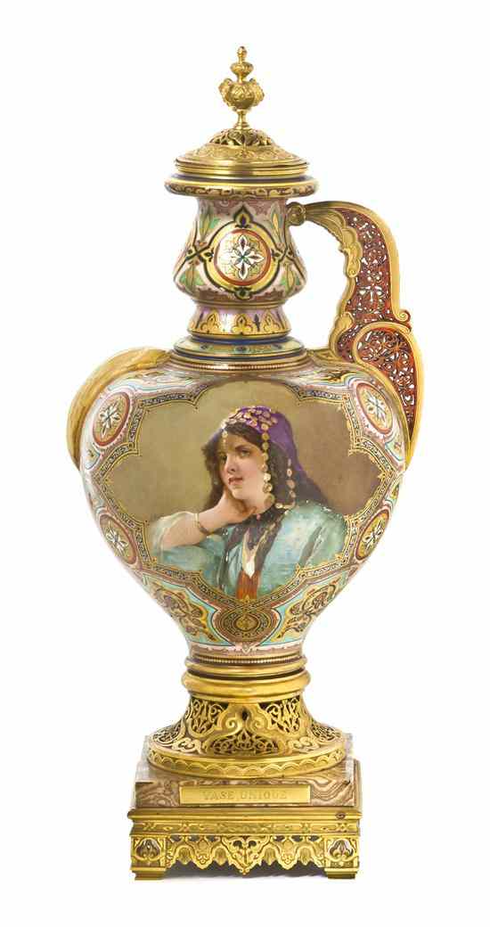 Appraisal: A Sevres Style Gilt Bronze Mounted Urn th century of