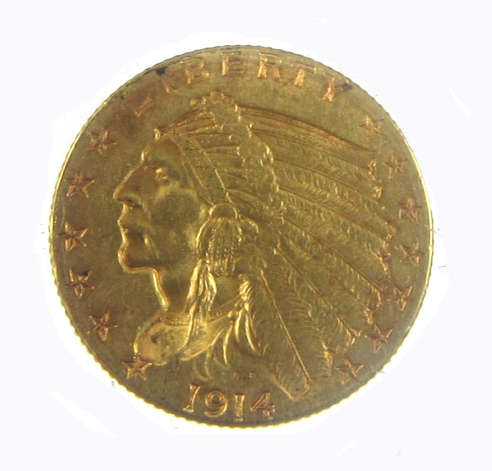 Appraisal: U S GOLD COIN Indian head type gold mmm diameter