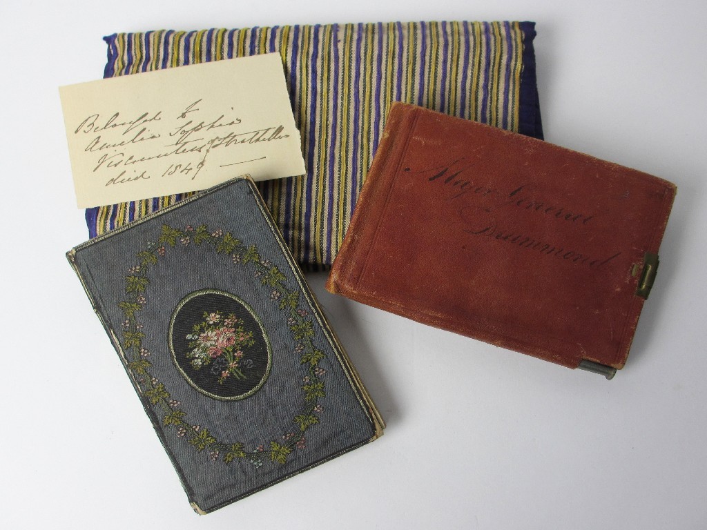 Appraisal: A silk striped wallet containing red morocco booklet inscribed Major