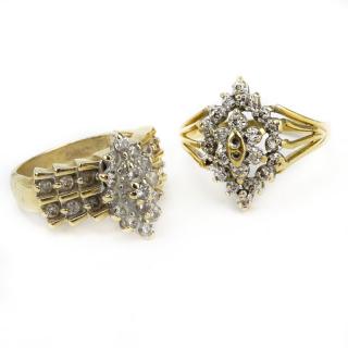 Appraisal: Vintage Diamond and Karat Yellow Gold Cluster Ring together with