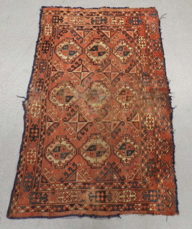 Appraisal: LG TURKMEN CHUVAL BAG FACE RUG Middle East th CenturyCream