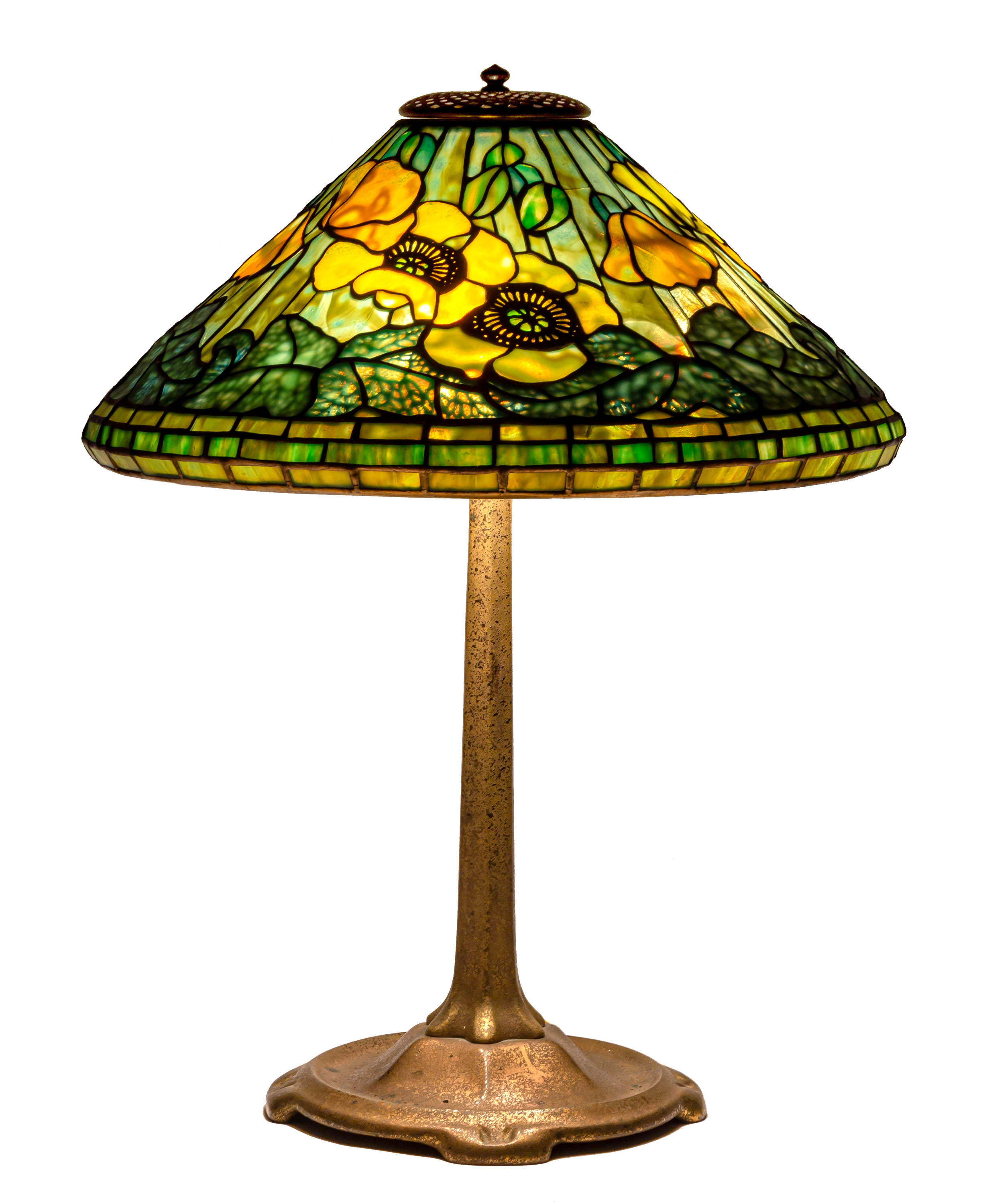 Appraisal: TIFFANY STUDIOS NEW YORK POPPY TABLE LAMP leaded glass and