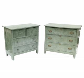 Appraisal: Two Faux Shagreen Chests of Drawers Comprises Three-drawer chest with