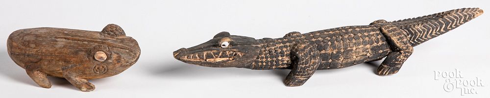 Appraisal: Papua New Guinea wood carved alligator and frog Papua New