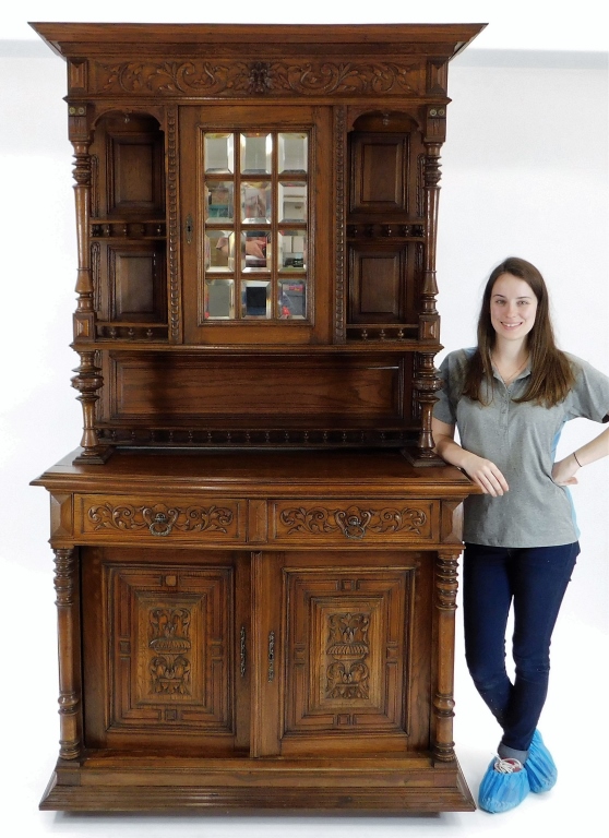 Appraisal: C BELGIAN OAK MIRRORED SIDEBOARD SERVER Belgium Late th CenturyTwelve