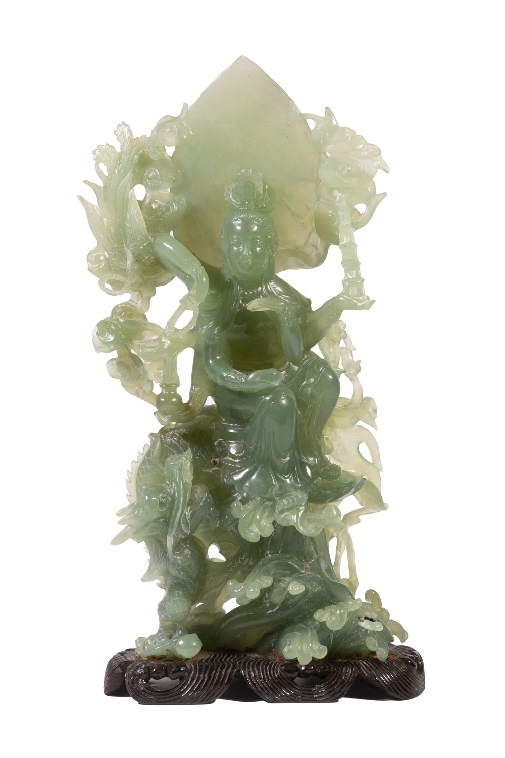 Appraisal: LARGE CHINESE JADE FIGURE OF A FEMALE DEITY SEATED ON