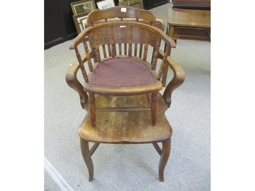 Appraisal: Victorian oak rail back elbow chair and a Victorian oak