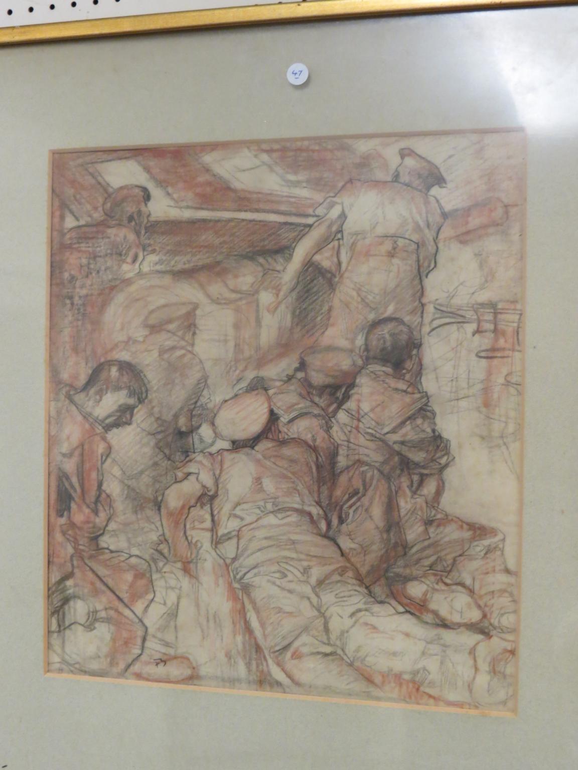 Appraisal: Sir Frank Brangwyn - - pencil and chalk drawing naval