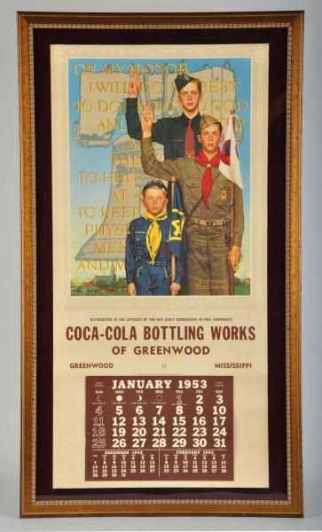 Appraisal: Coca-Cola Boy Scout Bottler's Calendar Description Beautiful calendar framed under