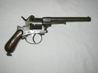 Appraisal: A BELGIAN PINFIRE REVOLVER mm calibre with barrel proof marked