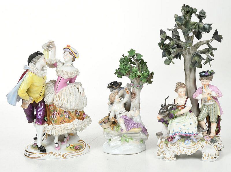 Appraisal: Three German Porcelain Figural Groups th th century all hand