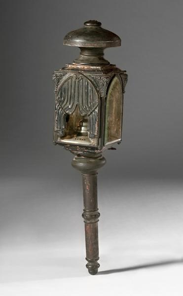 Appraisal: ORNATE HEARSE LANTERN American ca cast and stamped black painted