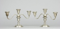 Appraisal: Pair of Gorham Three Light Candelabra Changeabouts two part candelabra