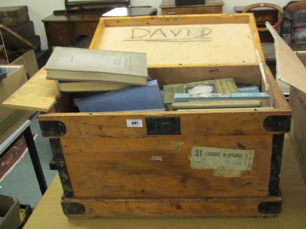 Appraisal: Luggage trunk and box containing books